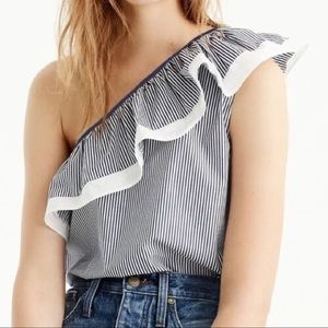 J.Crew One-shoulder ruffle top in stripe - sz 4P